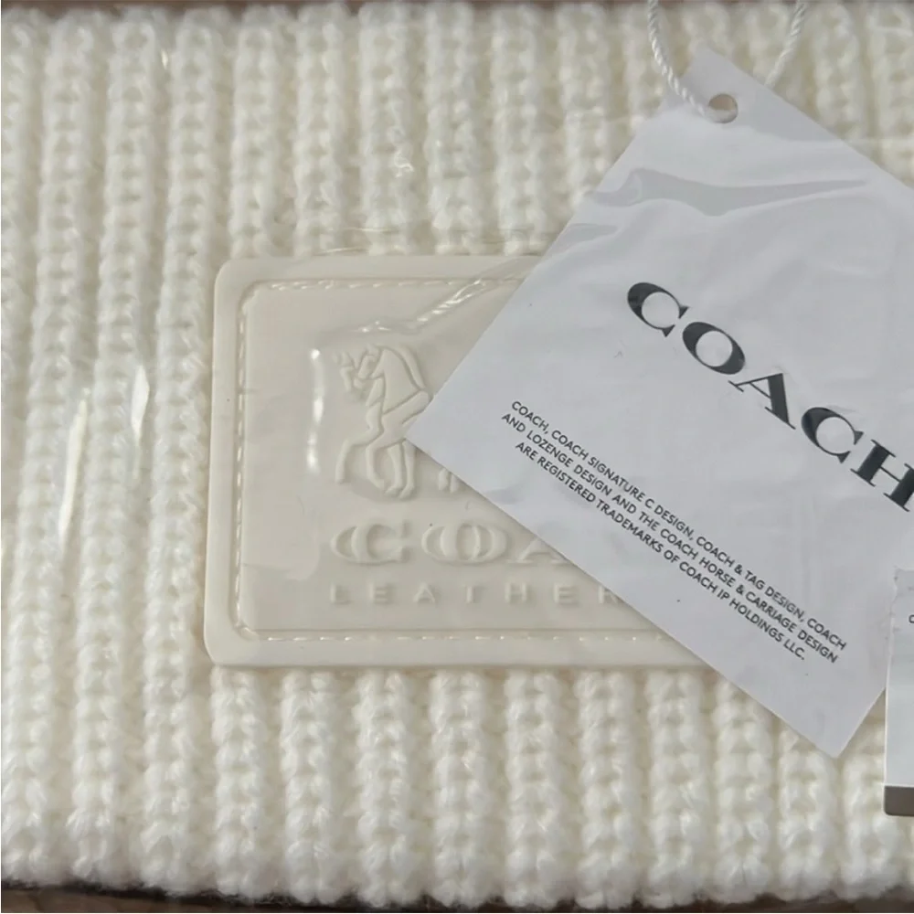 COACH Cable Knit Winter White Headband NWT